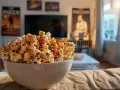 Un bol généreux de pop corn maison, caramélisé et prêt à être dégusté devant un bon film.