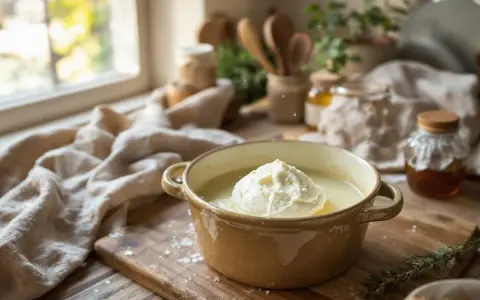 Un généreux monticule de fromage blanc faisselle dans un bol, prêt à être dégusté.
