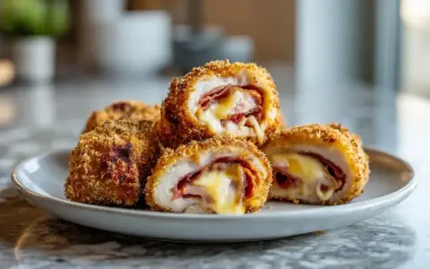Délicieux cordon bleu au air fryer, croustillant à l'extérieur, fondant à l'intérieur avec jambon et fromage.