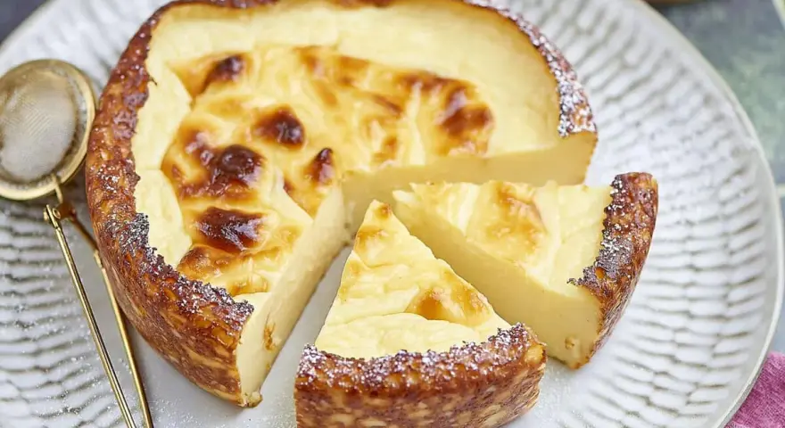 Un délicieux flan sans pâte, préparé avec une recette facile à la farine. Sa texture crémeuse et sa croûte dorée invitent à la dégustation.